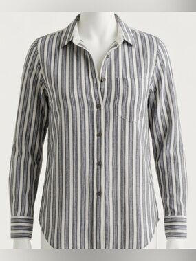 J. Crew Geometric Striped Button Down Oxford Blouse Women’s XS